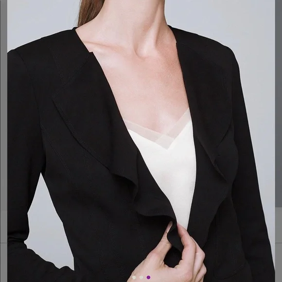 Fitted Ruffle Collar Blazer Jacket - Picture 2 of 11